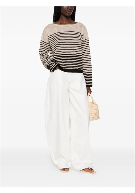 maglia mariniere donna beige and black ROBERTO COLLINA | 261FXA1800609